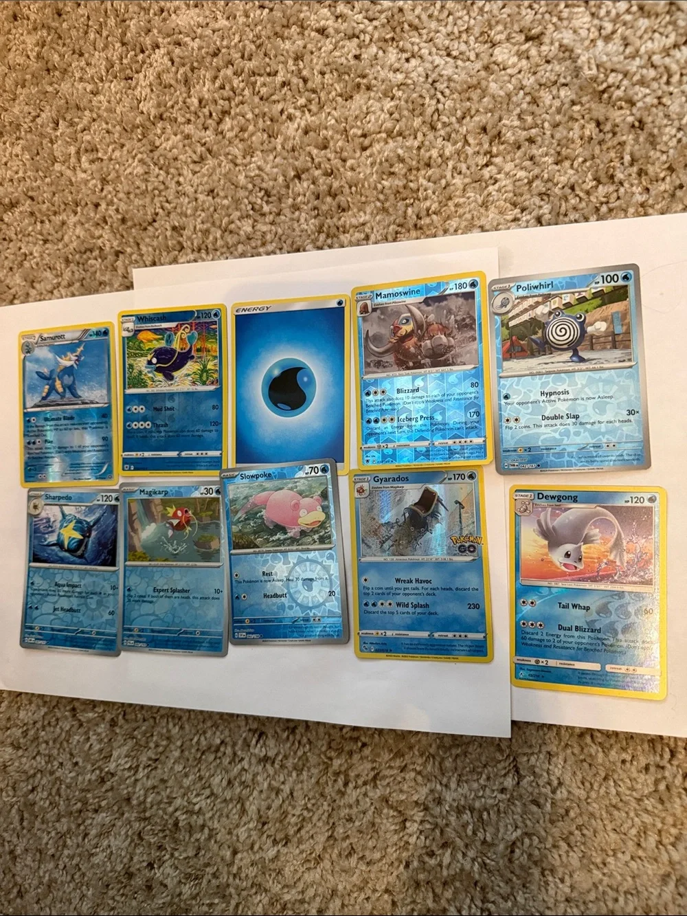 10 Water Pokemon Trading Cards - vintage, holo, reverse, rare